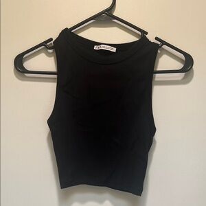 Zara Black Ribbed Crop Top